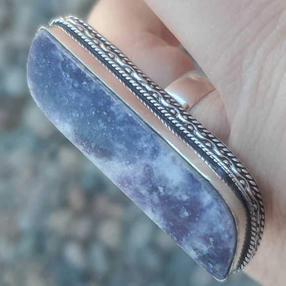 New Oversized Lepidolite 925 Silver Statement Ring. - Picture 1 of 15